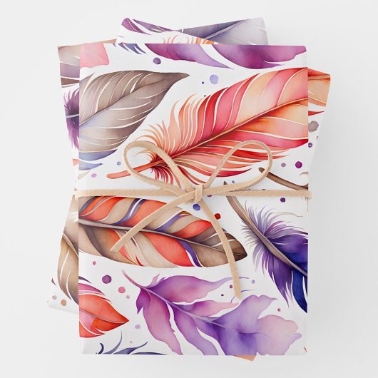 Kleurrijke Feather Art Wrapping Paper Sheets