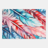Kleurrijke Feather Art Wrapping Paper Sheets (Voorkant 3)