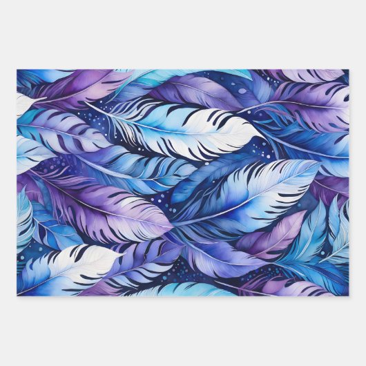 Kleurrijke Feather Art Wrapping Paper Sheets (Voorkant)