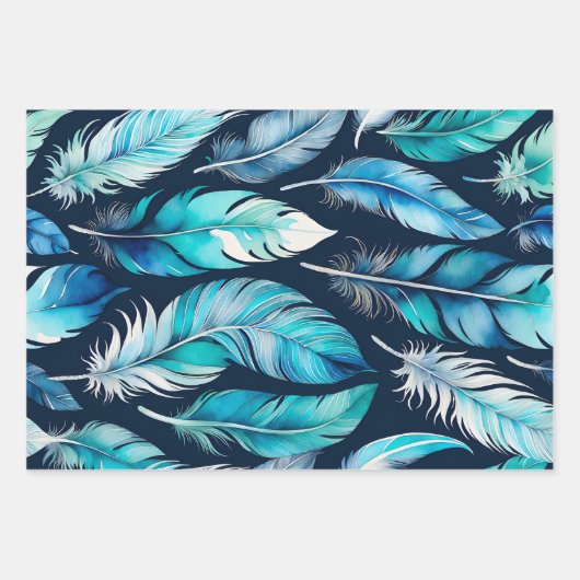 Kleurrijke Feather Art Wrapping Paper Sheets (Voorkant 3)
