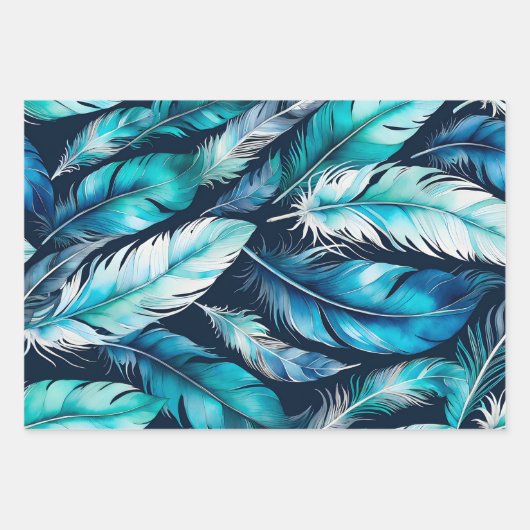 Kleurrijke Feather Art Wrapping Paper Sheets (Voorkant 2)