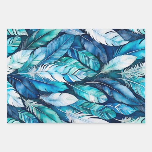 Kleurrijke Feather Art Wrapping Paper Sheets (Voorkant)