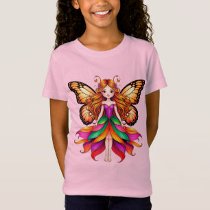 Kleurrijke fee met levendige vlinder vleugels t-shirt