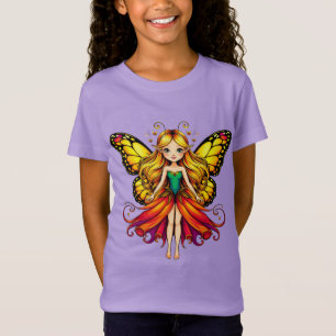 Kleurrijke fee met levendige vlinder vleugels t-shirt