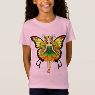 Kleurrijke fee met levendige vlinder vleugels t-shirt