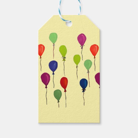 Kleurrijke feestballonnen cadeaulabel (Voorkant)