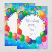 Kleurrijke Feestballonnen Kaart (Voorkant / Achterkant)