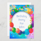 Kleurrijke Feestballonnen Kaart (Voorkant / Achterkant)