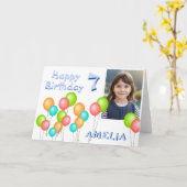 Kleurrijke feestballonnen Kind Verjaardagsfoto Kaart (Gele Bloem)