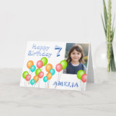 Kleurrijke feestballonnen Kind Verjaardagsfoto Kaart (Voorkant)