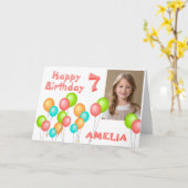 Kleurrijke feestballonnen Kind Verjaardagsfoto Kaart (Gele Bloem)