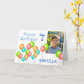 Kleurrijke feestballonnen Kind Verjaardagsfoto Kaart (Gele Bloem)