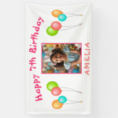 Kleurrijke feestballonnen Kind Verjaardagsfoto Spandoek (Verticaal)