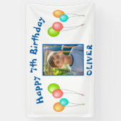 Kleurrijke feestballonnen Kind Verjaardagsfoto Spandoek (Verticaal)
