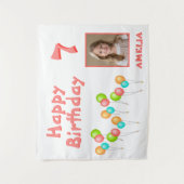 Kleurrijke feestballonnen Kind Verjaardagsfoto Wandkleed (Voorkant)