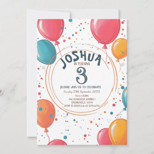 Kleurrijke Feestballonnen Kinderen Verjaardagsfees Kaart (Voorkant)