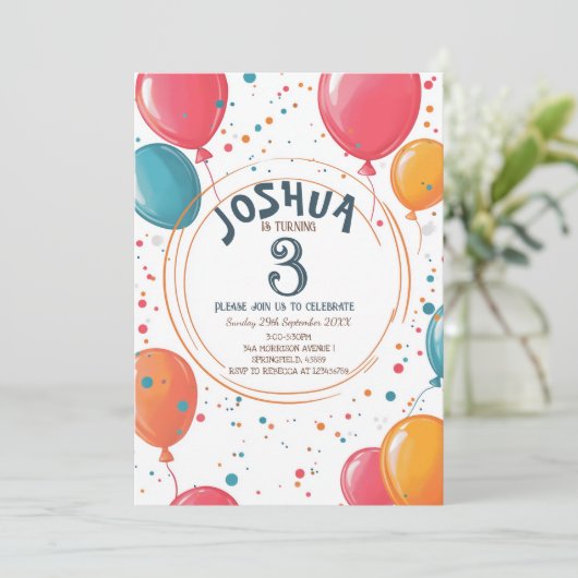 Kleurrijke Feestballonnen Kinderen Verjaardagsfees Kaart (Staand voorkant)
