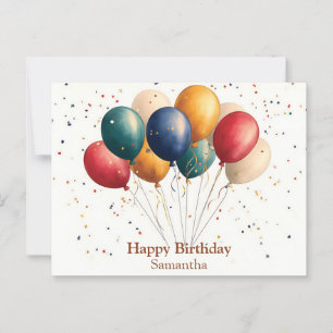 Kleurrijke feestballonnen met confetti briefkaart