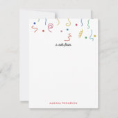 Kleurrijke Feestconfetti Aangepaste Naam Notitiekaartje (Voorkant)