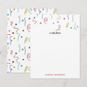 Kleurrijke Feestconfetti Aangepaste Naam Notitiekaartje (Voorkant / Achterkant)