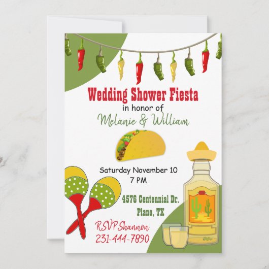 Kleurrijke feestelijk getinte trouwfeest uitnodigi kaart (Voorkant)