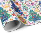 Kleurrijke feestelijke boom patroon cadeaupapier (Rol Hoek)