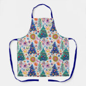 Kleurrijke feestelijke boom patroon schort (Voorkant)