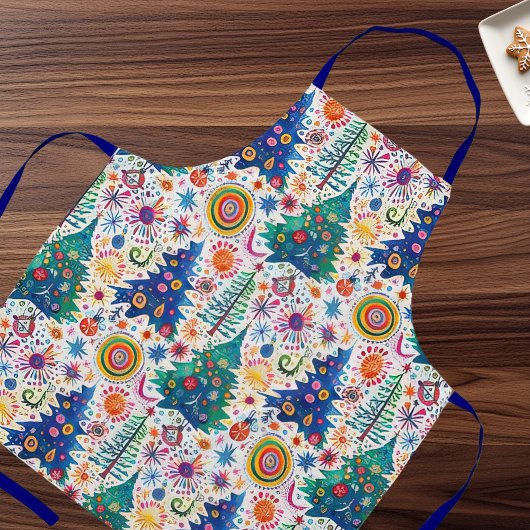 Kleurrijke feestelijke boom patroon schort