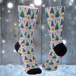 Kleurrijke feestelijke boom patroon sokken