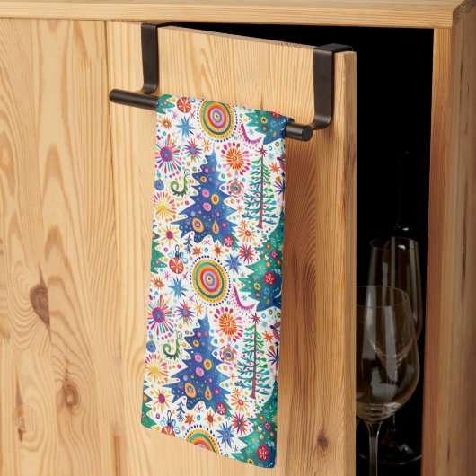 Kleurrijke feestelijke boom patroon theedoek (Derde Gevouwen)