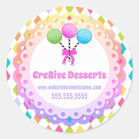 Kleurrijke Feestelijke Cake Poppen Bakkerij Verpak Ronde Sticker (Voorkant)