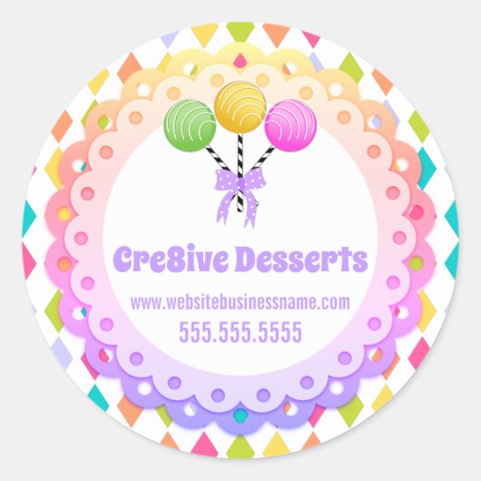 Kleurrijke Feestelijke Cake Poppen Bakkerij Verpak Ronde Sticker (Voorkant)