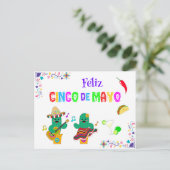 Kleurrijke feestelijke Cinco de Mayo 2025 Dansende Briefkaart (Staand voorkant)