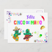 Kleurrijke feestelijke Cinco de Mayo 2025 Dansende Briefkaart (Voorkant / Achterkant)