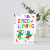 Kleurrijke feestelijke Cinco de Mayo 2025 Dansende Briefkaart (Staand voorkant)