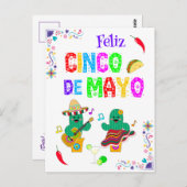 Kleurrijke feestelijke Cinco de Mayo 2025 Dansende Briefkaart (Voorkant / Achterkant)