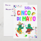 Kleurrijke feestelijke Cinco de Mayo 2025 Dansende Feestdagenkaart (Voorkant / Achterkant)