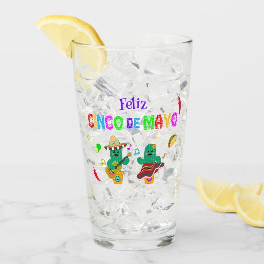 Kleurrijke feestelijke Cinco de Mayo 2025 Dansende Glas (Voorkant ijs)