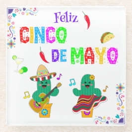 Kleurrijke feestelijke Cinco de Mayo 2025 Dansende Glazen Onderzetter