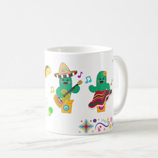 Kleurrijke feestelijke Cinco de Mayo 2025 Dansende Koffiemok (Voorkant rechts)
