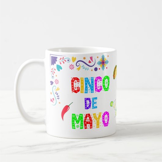 Kleurrijke feestelijke Cinco de Mayo 2025 Dansende Koffiemok (Links)