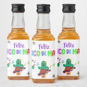 Kleurrijke feestelijke Cinco de Mayo 2025 Dansende Likeurfles Etiket
