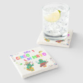 Kleurrijke feestelijke Cinco de Mayo 2025 Dansende Stenen Onderzetter (Zijkant)