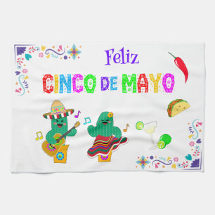 Kleurrijke feestelijke Cinco de Mayo 2025 Dansende Theedoek