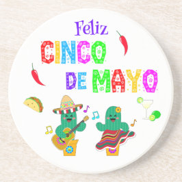 Kleurrijke feestelijke Cinco de Mayo 2025 Dansende Zandsteen Onderzetter