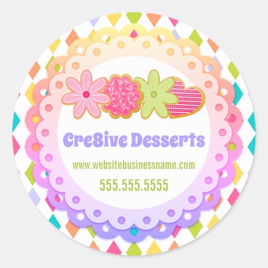 Kleurrijke Feestelijke Cookies Bakkerij Verpakking Ronde Sticker (Voorkant)