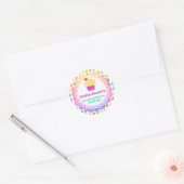 Kleurrijke feestelijke cupcake bakkerij verpakking ronde sticker (Envelop)