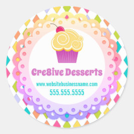 Kleurrijke feestelijke cupcake bakkerij verpakking ronde sticker