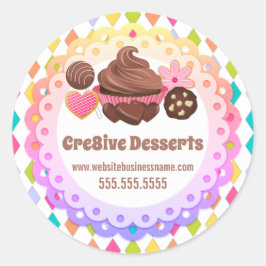 Kleurrijke Feestelijke Desserts Bakkerij Verpakkin Ronde Sticker