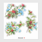 Kleurrijke Feestelijke Holly en Vergeet me Nots Sticker (Vel)